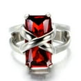 thumbnail image 2 of EOEMY 18mm Red Cz Princess Cut Band Men'S Titanium Steel Wedding Gift Ring Size 7-12, 2 of 6