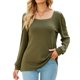 thumbnail image 1 of Camiseta verde de manga larga para primavera y otoño, talla M Top de punto holgado con cuello ancho, 1 of 8