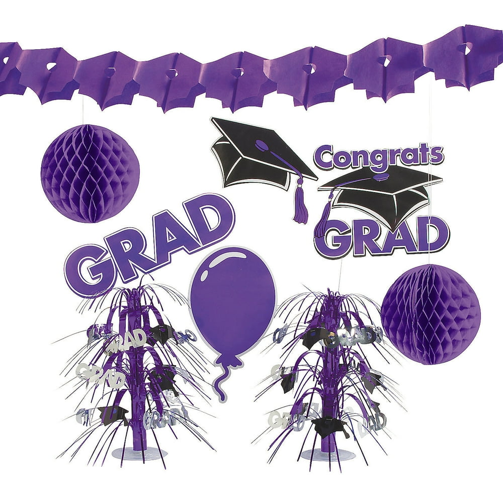 Purple Graduation Decorating Kit Party Decor 9 Pieces