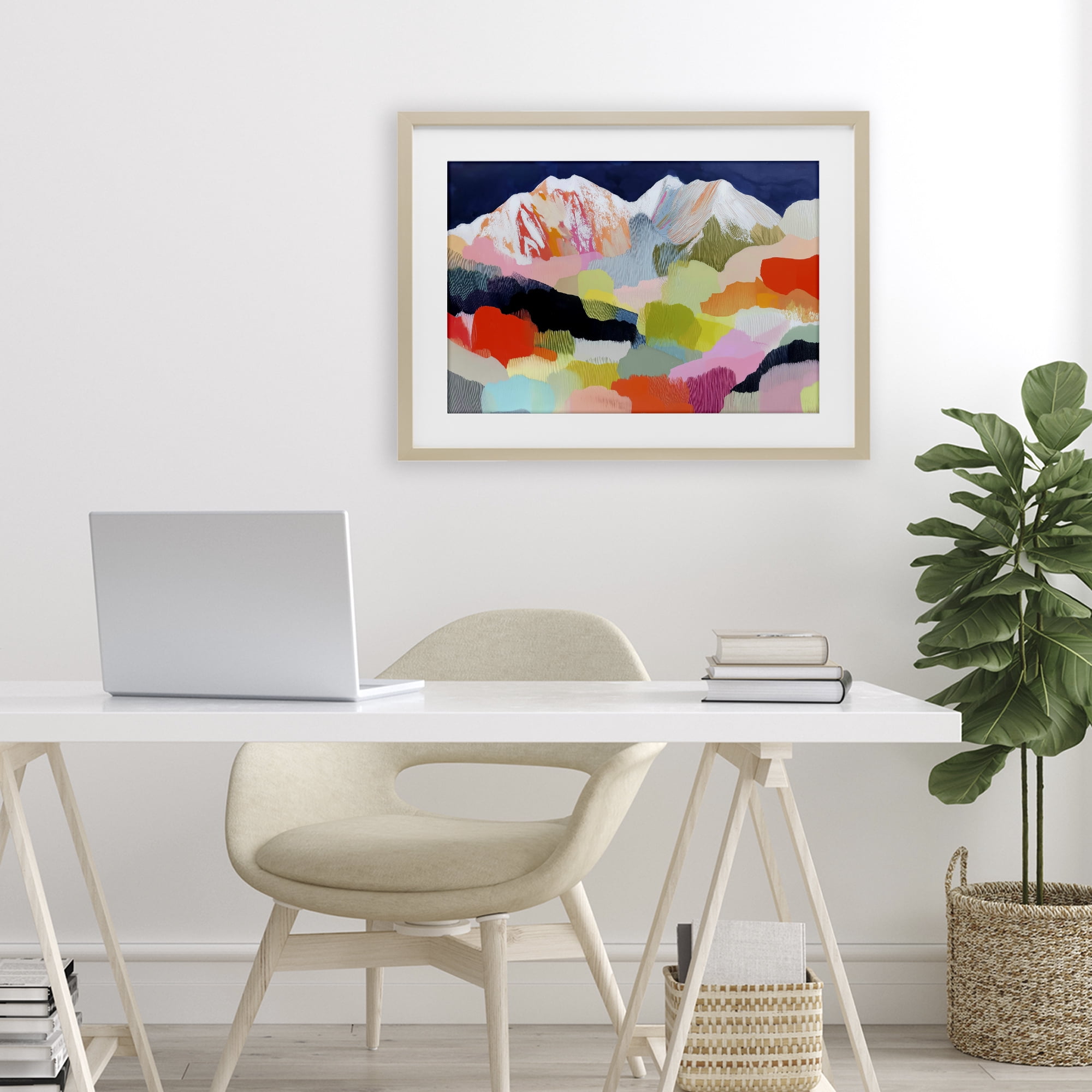 Stupell Industries Alpine Glow in Vibrant Mountains Birch Framed Print Under Glass, design by Chromatic Storm Studio
