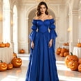 thumbnail image 2 of LEKWK Renaissance Dress Women Medieval Costume Off Shoulder Puff Sleeve Maxi Dress Classic Peasant Gown for Halloween Cosplay Themed Party, 2 of 5