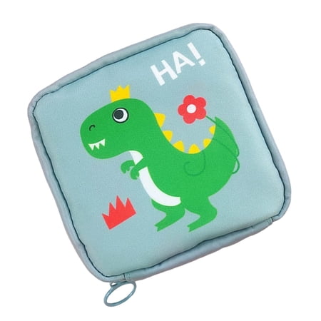 Cute Sanitary Napkin Storage Bag Zippered Washable Multifunction Portable Tampon Dinosaur