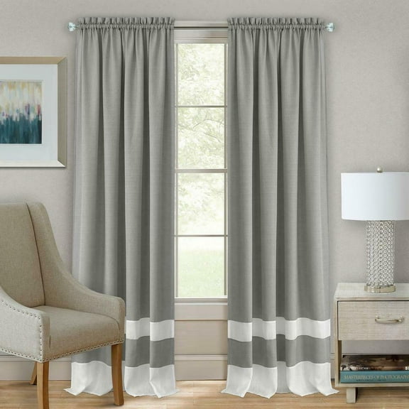 2 Pack Shabby Linen Farmhouse Sheer Flax Window Curtains - Gray, 84 in. Long