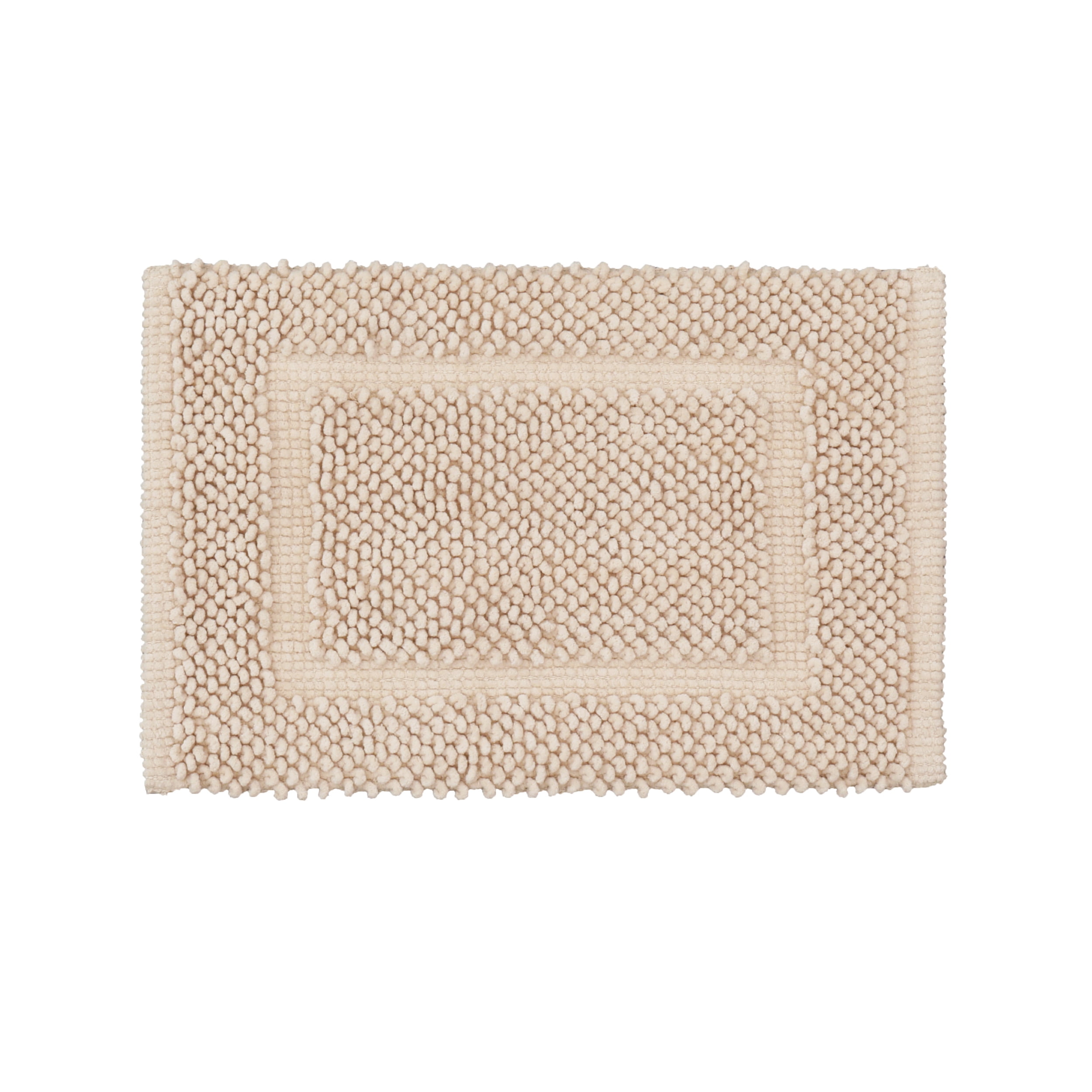 Jean Pierre New York Sophie Border 100% Cotton Bath Mat - Non-Slip Bath Rug - Ivory - 17" x 24"