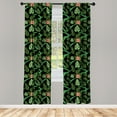thumbnail image 2 of Ambesonne Boho Floral Curtains, Flowers Dark Back Art, Pair of 28"x63", Olive Green Coral Blush, 2 of 4