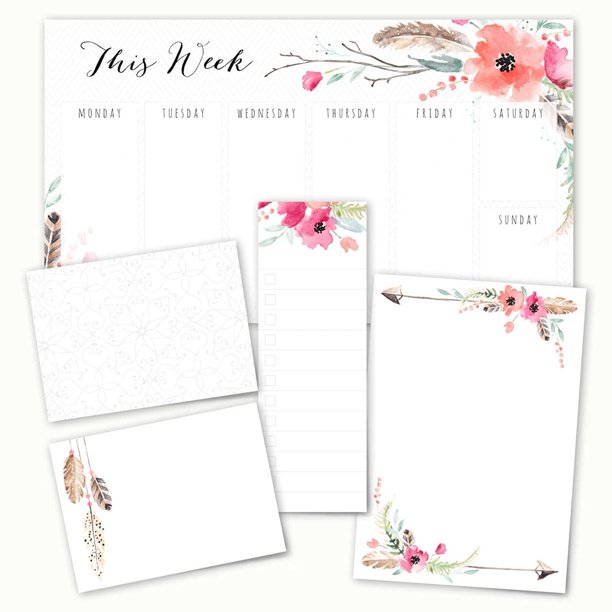 Paquete De Notas Adhesivas Adhesivas Boho Spirit - 5 Blocs - 50 Hojas/Bloc