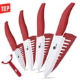 thumbnail image 1 of Ceramic Knife Set with Sheath Cover 3", 4", 5", 6" Rust Proof Ceramic Chef Knife + Peeler All in One Knives Vegetable Fruit Slicing Paring (Red), 1 of 6