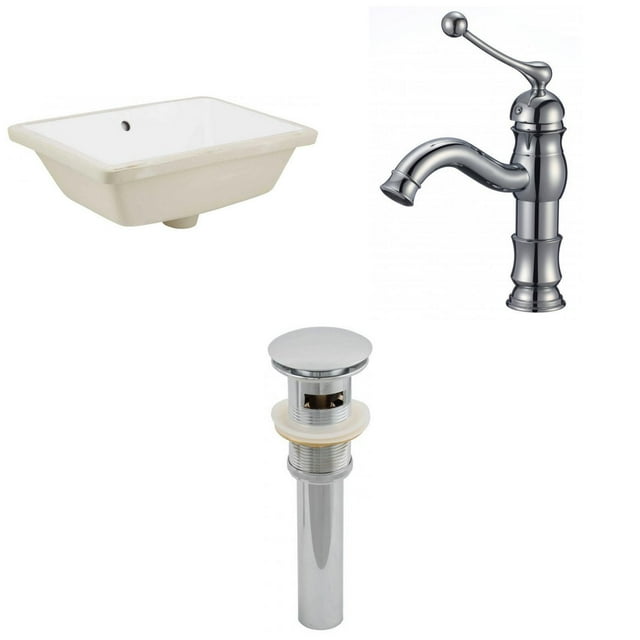 18.25-in. W CUPC Rectangle Bathroom Undermount Sink Set In White - Chrome Hardware - Overflow Drain Incl. AI-12977