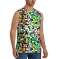 thumbnail image 2 of Uemuo Colorful Tie Dye Stained Glass Pattern Men's Sleeveless T-Shirt,Muscle Athletic Tank Top, Moisture-wicking Quick-dry Breathable Classic Tee Top for Gym Run Outdoor Sports-Small, 2 of 8