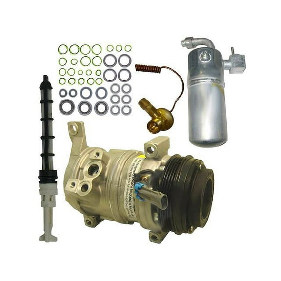 A/C Compressor Kit with Rear AC, Accumulator / Drier, Front Expansion Valve, Rear Expansion Valve and O-ring Seal Kit - Compatible with 2001 - 2002 Chevy Suburban 1500 5.3L V8