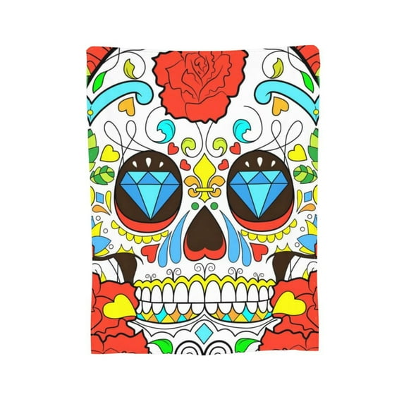 Mexican Day of the Dead Blanket, Fluffy Soft Cozy Blanket Flannel Plush Microfiber Couch Throw, Bedding, 40"x30"