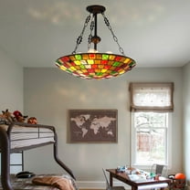 KPIBEST Tiffany Stained Glass Chandelier 5 Lights Vintage Bedroom Ceiling Lamp Fixture