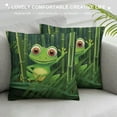 thumbnail image 3 of JRXY  Animal Throw Pillow Cushion Cover, Funny Illustration of Friendly Fun Frog on Stem of The Bamboo Jungle Trees Nature, Zippered Double-Side Digital Print Decor, Green Shades White, 3 of 5