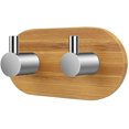 thumbnail image 1 of Gancho adhesivo, gancho para toallero montado en la pared del baño, gancho para dormitorio de cocina, madera de bambú y acero inoxidable ER, 1 of 5