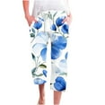thumbnail image 2 of Women's Floral Printed Capris with Pockets Drawstring Waist Loose Fit Cropped Pants Under $10, 2 of 5