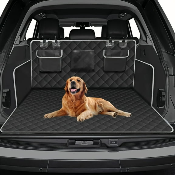[Waterproof Dog Cargo Liner] Waterproof Non-Slip SUV Cargo Liner For Dogs | Pet Cargo Cover Dog Seat Mat For SUVs Sedans Vans With Bumper Flap Protector, Large Size Universal Fit, Black