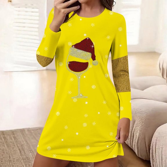 Censtreet Christmas Nightgowns for Women, Soft Printed Short Sleeve Sleepshirt, Holiday Themed Sleep Dress S-XXL