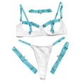 thumbnail image 2 of Gibobby Ropa interior mujer sexy Conjunto de lencería de Brasier y pantaleta de Encaje y Transparencias(Azul, CH), 2 of 5