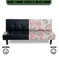 thumbnail image 5 of SCRAWLGOD Leaf Floral Print Pink Stretch Armless Futon Cover, Machine Washable Futon Couch Cover with Elastic Bottom, Dust Proof Sofa Cover, Soft Furniture Bed Protector, 5 of 7