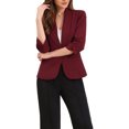 thumbnail image 1 of Blazer de solapa inspirador para mujeres con mangas 3/4, bolsillo, botón único, traje de trabajo XL burdeos, 1 of 6