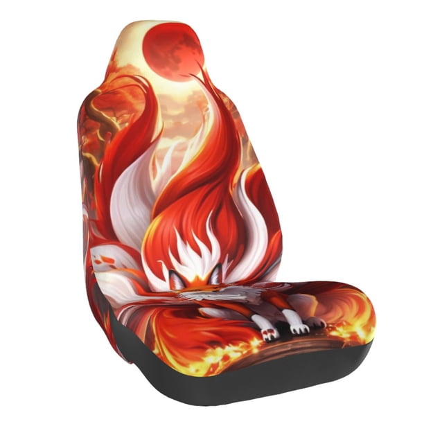 Fotbe Red Sun Flame Fox Funda para Asiento de Auto con Estampado – Impermeable y Antisudor – Ajuste Universal, Lavable a Máquina, Antideslizante (1 Pieza)