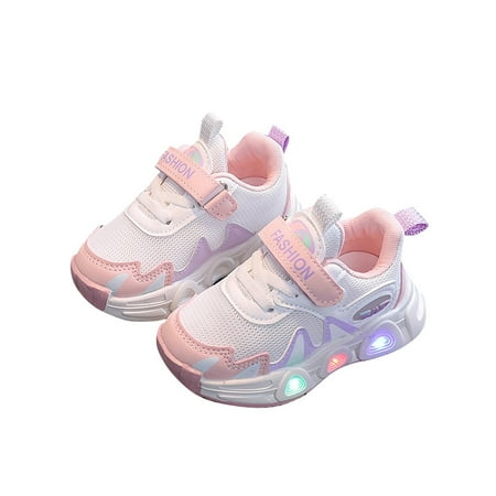 Gpaecead Toddler Boys Girls Light Up Shoes Lightweight Breathable Anti-Slip Led Flashing Sport Sneakers for Toddler/Little Kids 4 Years Pink