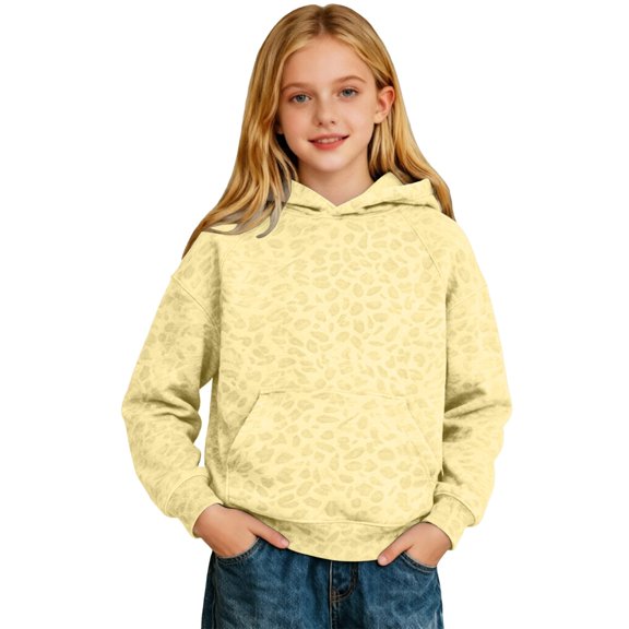 Arlun Leopard Hoodies for Girls Oversized Y2k Cheetah Print Hoodie Pullover Trendy Drop Shoulder Long Sleeve Hooded Sweatshirts with Pockets Kids Back to School Gifts 160