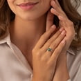 thumbnail image 2 of PEORA Created Emerald and Genuine Diamond Solitaire Bypass Ring for Women 14K White Gold, Color Changing 1.25 Carats Oval Shape 8x6mm, Size 7, 2 of 4
