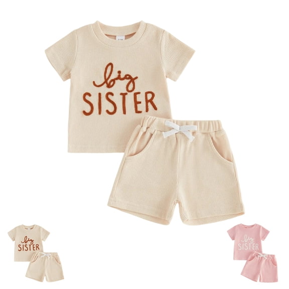 YOUYEDIAN Big Sister 2 Piece Sweatsuit Short Sleeve Crewneck T Shirt Top and Shorts Set