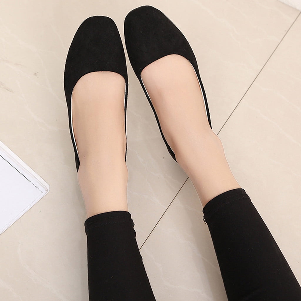 women solid classic square toe ballet flat shoes single shoes casual shallow mouth flat shoes for spring black size 5.5