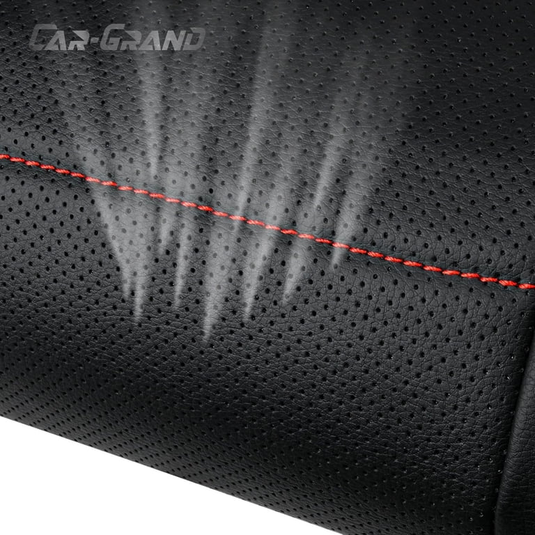 CAR-GRAND Faux Leather Front Seat Covers, Breathable Red Pair photo 6