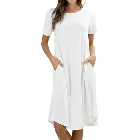 TheLovely - Womens & Plus Round Neck Short Sleeve Knee Length A-Line ...