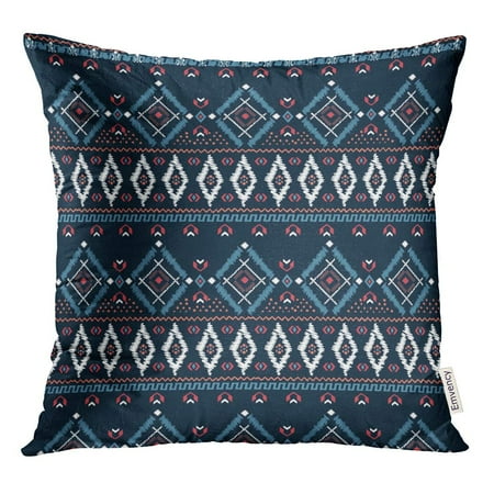 STOAG Blue Border Drawing Tribal Ethnic Pattern Designs and Needlepoint Throw Pillowcase Cushion Case Cover 16x16 inch