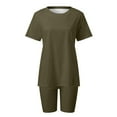 thumbnail image 5 of Workout Sets for Women Shorts Short Sleeve Crewneck Oversized T Shirt and Legging Shorts 2 Piece Matching Set Gym Yoga Set, 5 of 5