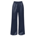 thumbnail image 7 of Women's Silk Satin Pajama Pants Longs Silky Sleep Pants Loungewear Trousers Elastic Waist Lounge Pj Bottoms Navy XL(XL), 7 of 7