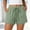 *Green, variant on Women's Lace Hem Linen Blend Shorts, Elastic High Waist Drawstring Shorts with Pockets Black,Women's Plus M