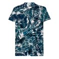 thumbnail image 3 of Camisas De Lino Para Hombre Camisa de manga corta con estampado de cuello para hombre Camisa de manga corta suelta casual (Dark Blue, XL), 3 of 4