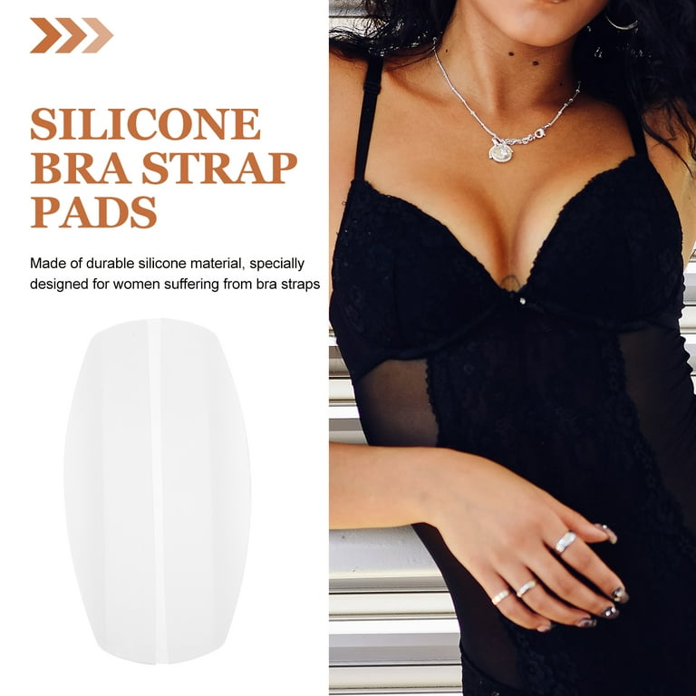 2pcs Durable Washable Anti-slip Silicone Bra Strap Cushions Shoulder Pads  (White) 