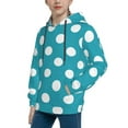 thumbnail image 2 of Honeii Sky Blue And White Polka Dot Pattern Long-Sleeve Hooded Sweatshirt Pullover Hoodie for Boys and Grils-Small, 2 of 6