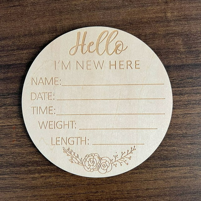 Joefnel Letrero de Anuncio de Bebé de Madera, Letrero de Anuncio de Nacimiento, Regalo para Recién Nacido para Baby Shower, Letrero de Anuncio de Nombre de Bebé, Recuerdo para Hospital para Compartir