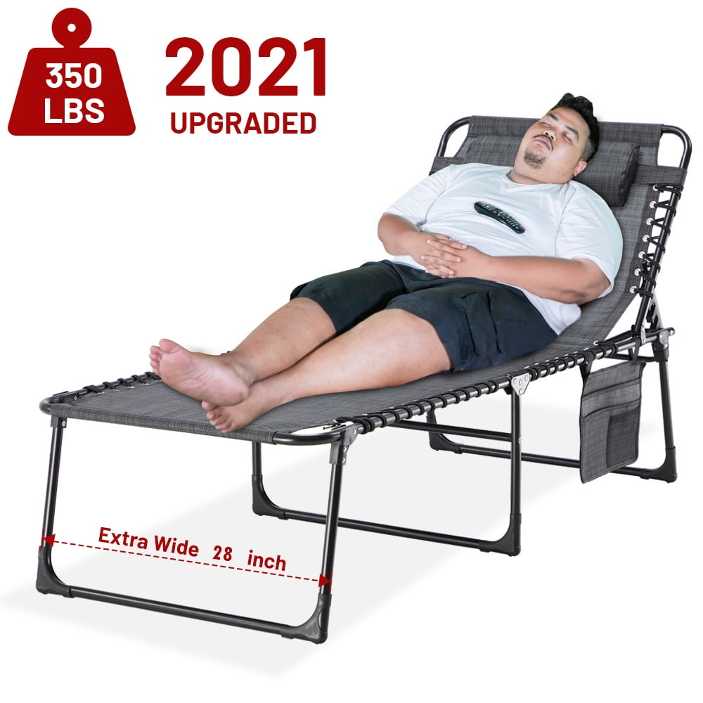 Support 350lbs Oversize Outdoor Chaise Lounge Sunbathing Poolside Chair