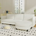 thumbnail image 4 of SEENYOO 107.8" Lounge Sofa, Sectional Sofas for Living Room, L-Shaped 3-Seater Sofa with Movable Ottoman & Armrest Pockets, Modern Fabric Couch, Beige, 4 of 10