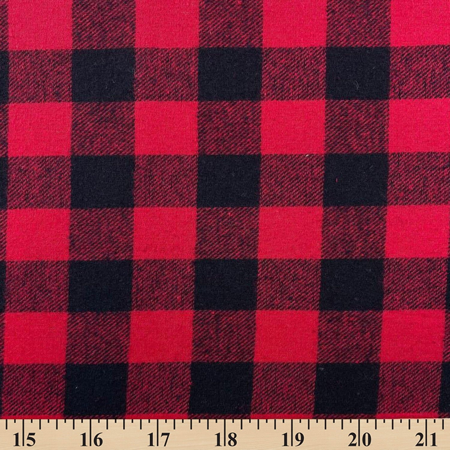 Flannel Brushed Cotton 1 Inch Gingham Check Plaid Yarn Dyed Hypoallergenic Fabric By The Yard For Sewing Apparel, Accessories, & Décor - Red / Black (10 Yards)