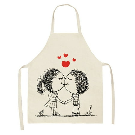 

Rdeuod Funny Apron 1Pc Parent Adult The Family Kitchen Valentine s Day Print Linen Family