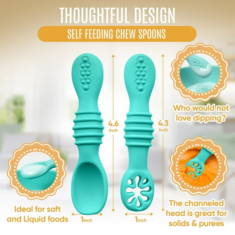 HippoBaby Silicone Self-Feeding Baby Utensils Set for 6-12 Months