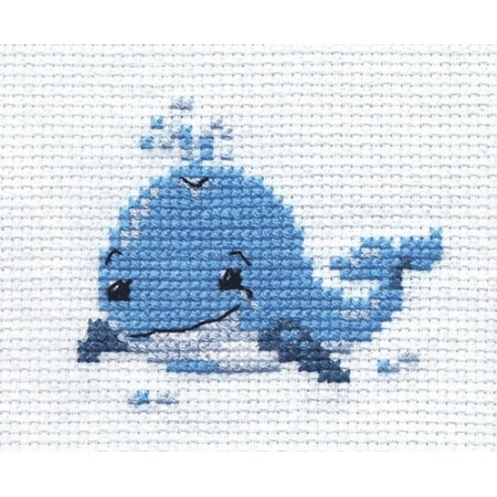 UPC: 4610009342832 | Counted Cross-Stitch Kit Little Whale 0-162 Needlework Blue Sea Fish Easy