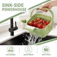 thumbnail image 3 of Foldable Hanging Sink Drain Basket, Space-Saving Kitchen Colander with Quick-Drain Design, Versatile Sink Strainer Basket for Fruits, Vegetables, Utensils & Dish Drying(Green), 3 of 5
