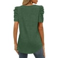 thumbnail image 5 of MRULIC t shirts for women Womens Summer Shirt V Neck Casual T Shirs Short Sleeve Tops Womens t shirts Green + XXL, 5 of 8