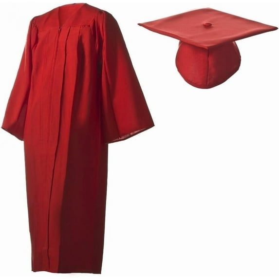 Honors Graduation Academic Matte Red Cap and Gown Set in Size 24 (2'10" - 3'1")