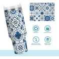 thumbnail image 6 of 30 oz Tumbler with Handle Lid and Straw Insulated Water Tumbler Stainless Steel Water Cup Mug Bottle Reusable Cup Holder Friendly Blue Ceramic Tile, 6 of 6